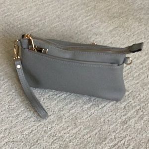 Gray and Gold Minimalist Wristlet Clutch